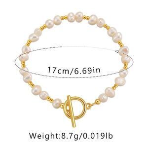Vintage style Geometric Freshwater Pearls 18K GP Bracelet